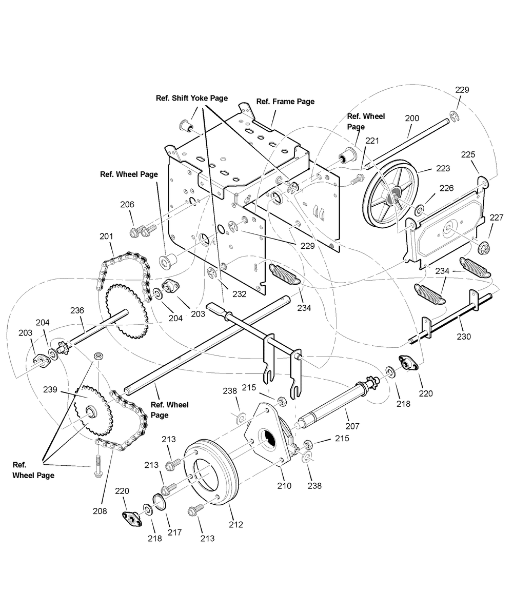 Drive Diagram and Parts List for 6240810X110 (18-2827-88  SN 624)(2007) Briggs and Stratton Snow Blower
